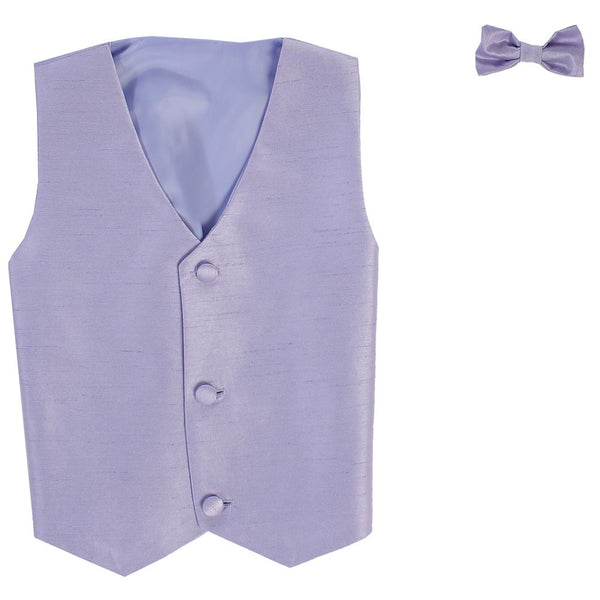 Lito Little Boys Lilac Poly Silk Vest Bowtie Special Occasion Set 2T-7 - SophiasStyle.com